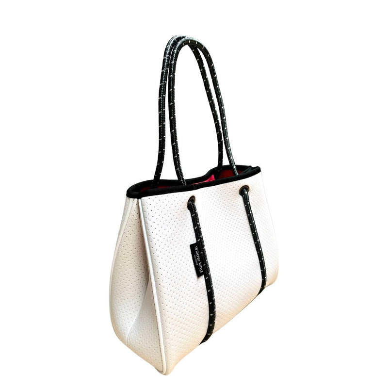 DAYDREAMER MINI Neoprene Tote Bag With Closure - WHITE/PINK (Limited Colour)