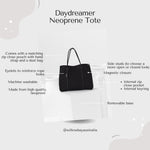 DAYDREAMER Neoprene Tote Bag With Closure - BLACK DENIM