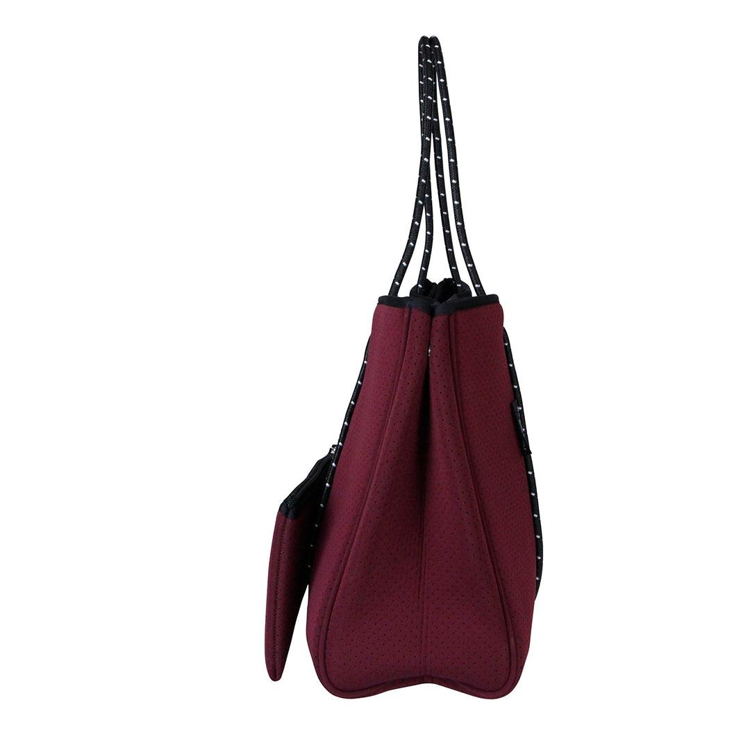 DAYDREAMER Neoprene Tote Bag with Closure - BURGUNDY-neoprene bag-shopping bag-handbag-travel bag-washable-vegan bag-Willow Bay Australia