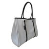 DAYDREAMER Neoprene Tote Bag with Closure - LIGHT GREY / BLACK ROPE WITH FLECK