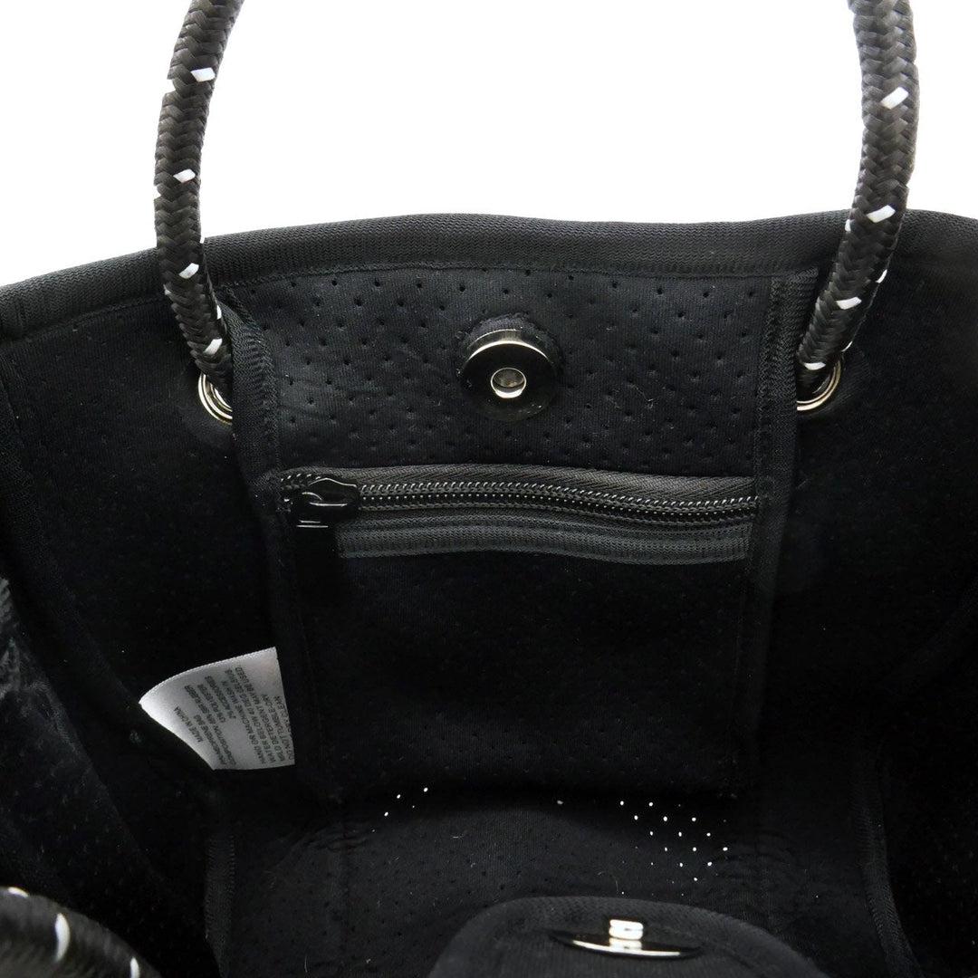 DAYDREAMER TINY Neoprene Tote Bag With Closure - BLACK-neoprene bag-shopping bag-handbag-travel bag-washable-vegan bag-Willow Bay Australia