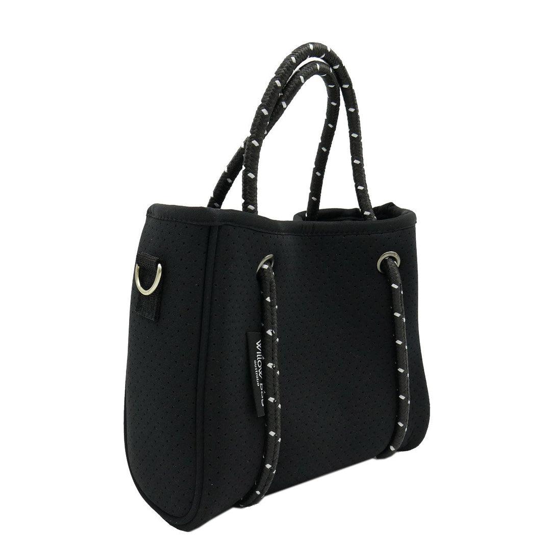 DAYDREAMER TINY Neoprene Tote Bag With Closure - BLACK-neoprene bag-shopping bag-handbag-travel bag-washable-vegan bag-Willow Bay Australia