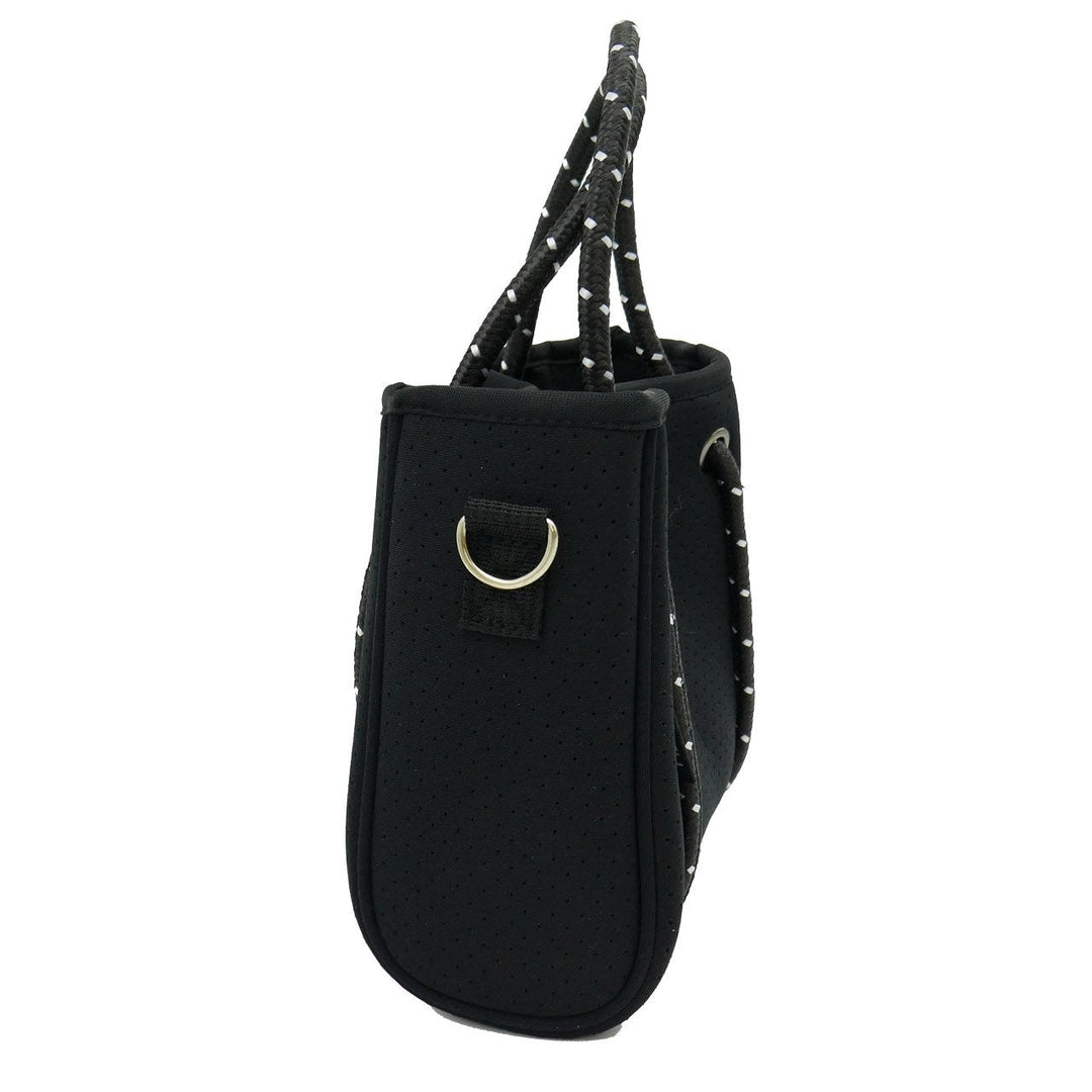 DAYDREAMER TINY Neoprene Tote Bag With Closure - BLACK-neoprene bag-shopping bag-handbag-travel bag-washable-vegan bag-Willow Bay Australia