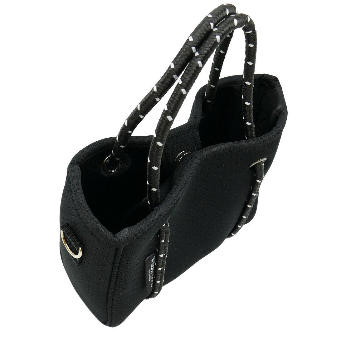 DAYDREAMER TINY Neoprene Tote Bag With Closure - BLACK-neoprene bag-shopping bag-handbag-travel bag-washable-vegan bag-Willow Bay Australia