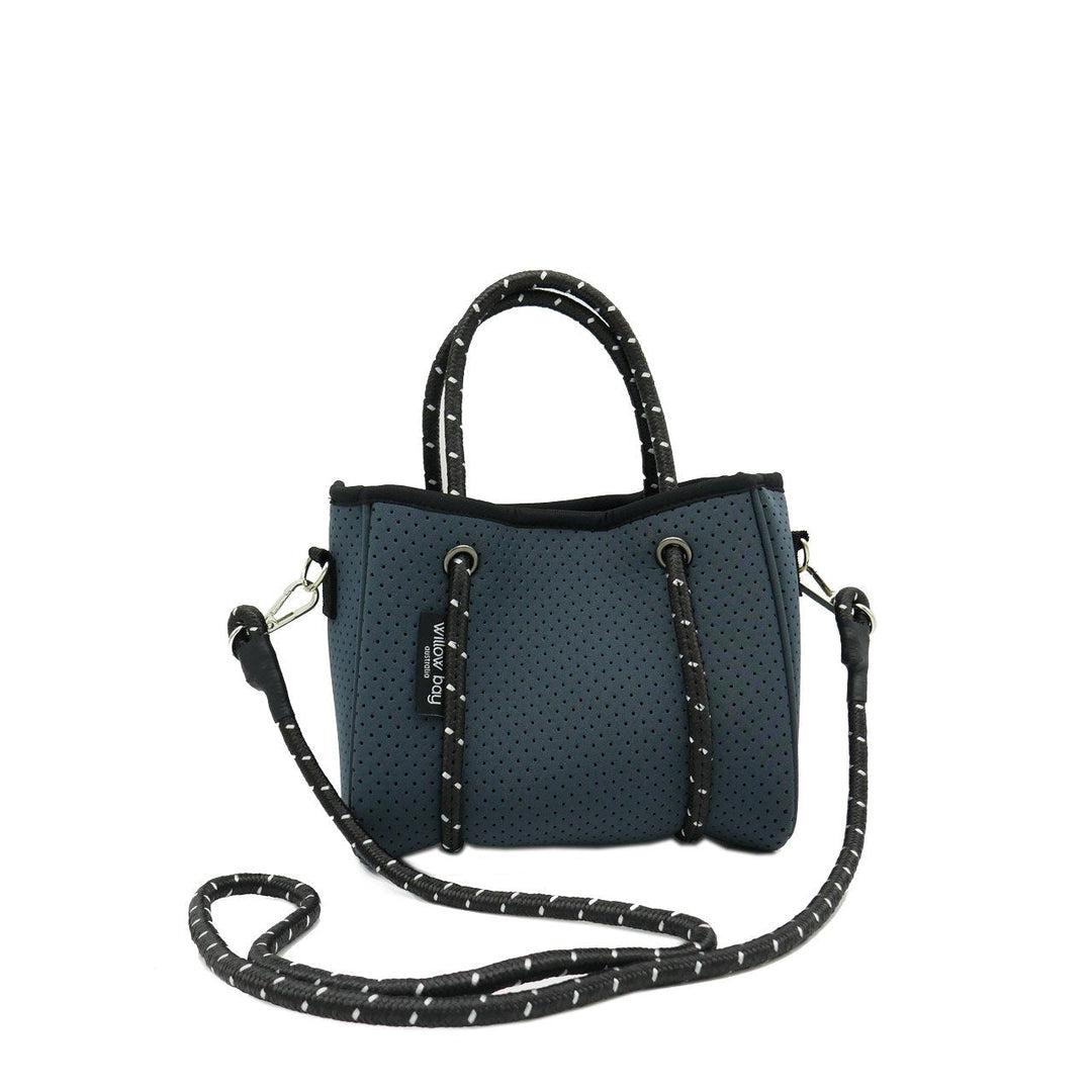DAYDREAMER TINY Neoprene Tote Bag With Closure - CHARCOAL-neoprene bag-shopping bag-handbag-travel bag-washable-vegan bag-Willow Bay Australia