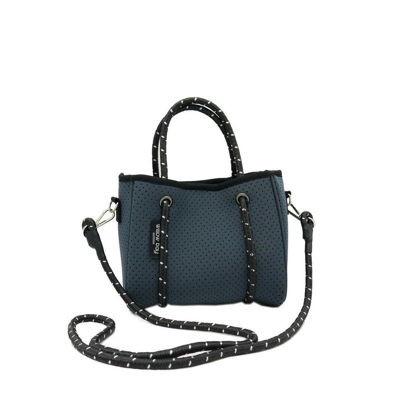 DAYDREAMER TINY Neoprene Tote Bag With Closure - CHARCOAL-neoprene bag-shopping bag-handbag-travel bag-washable-vegan bag-Willow Bay Australia