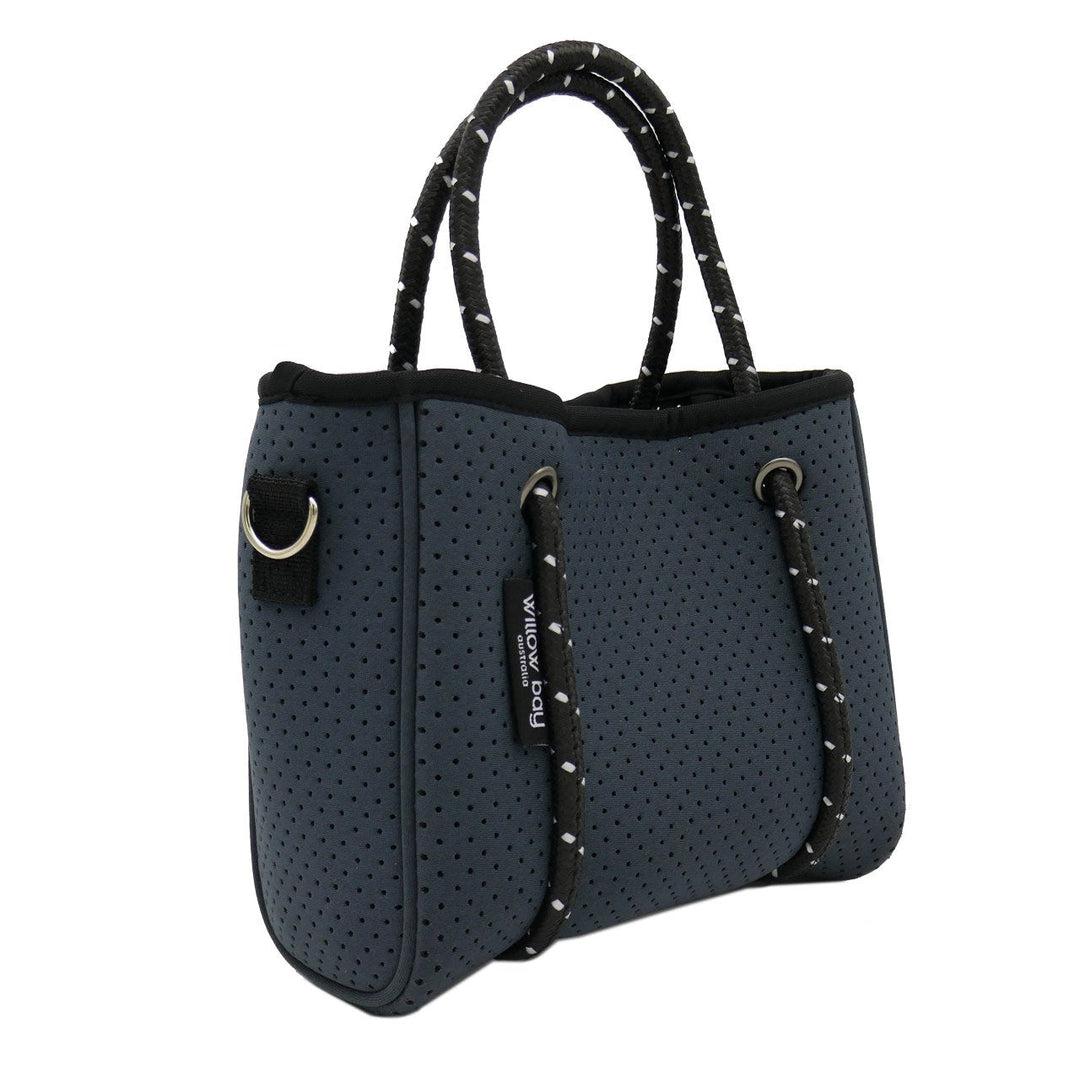 DAYDREAMER TINY Neoprene Tote Bag With Closure - CHARCOAL-neoprene bag-shopping bag-handbag-travel bag-washable-vegan bag-Willow Bay Australia