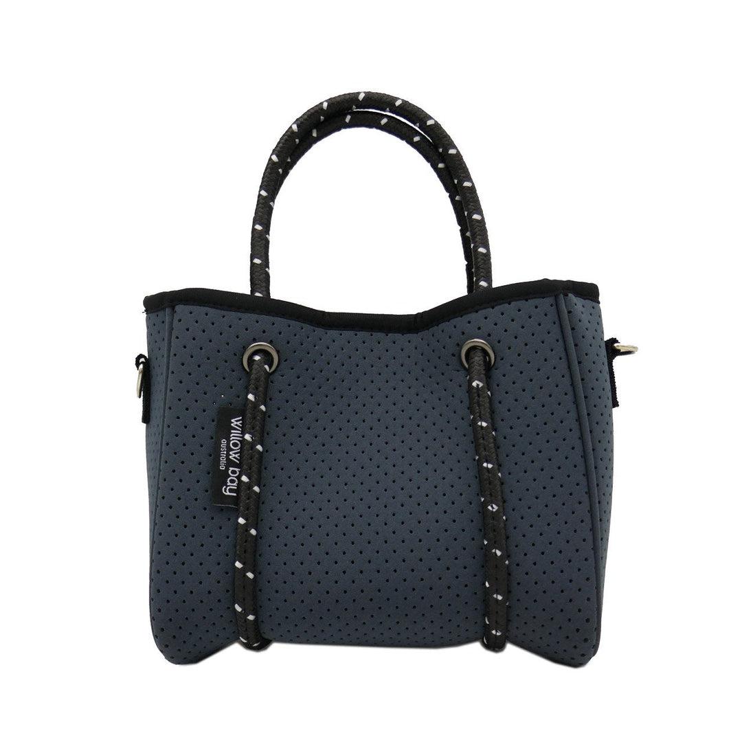 DAYDREAMER TINY Neoprene Tote Bag With Closure - CHARCOAL-neoprene bag-shopping bag-handbag-travel bag-washable-vegan bag-Willow Bay Australia