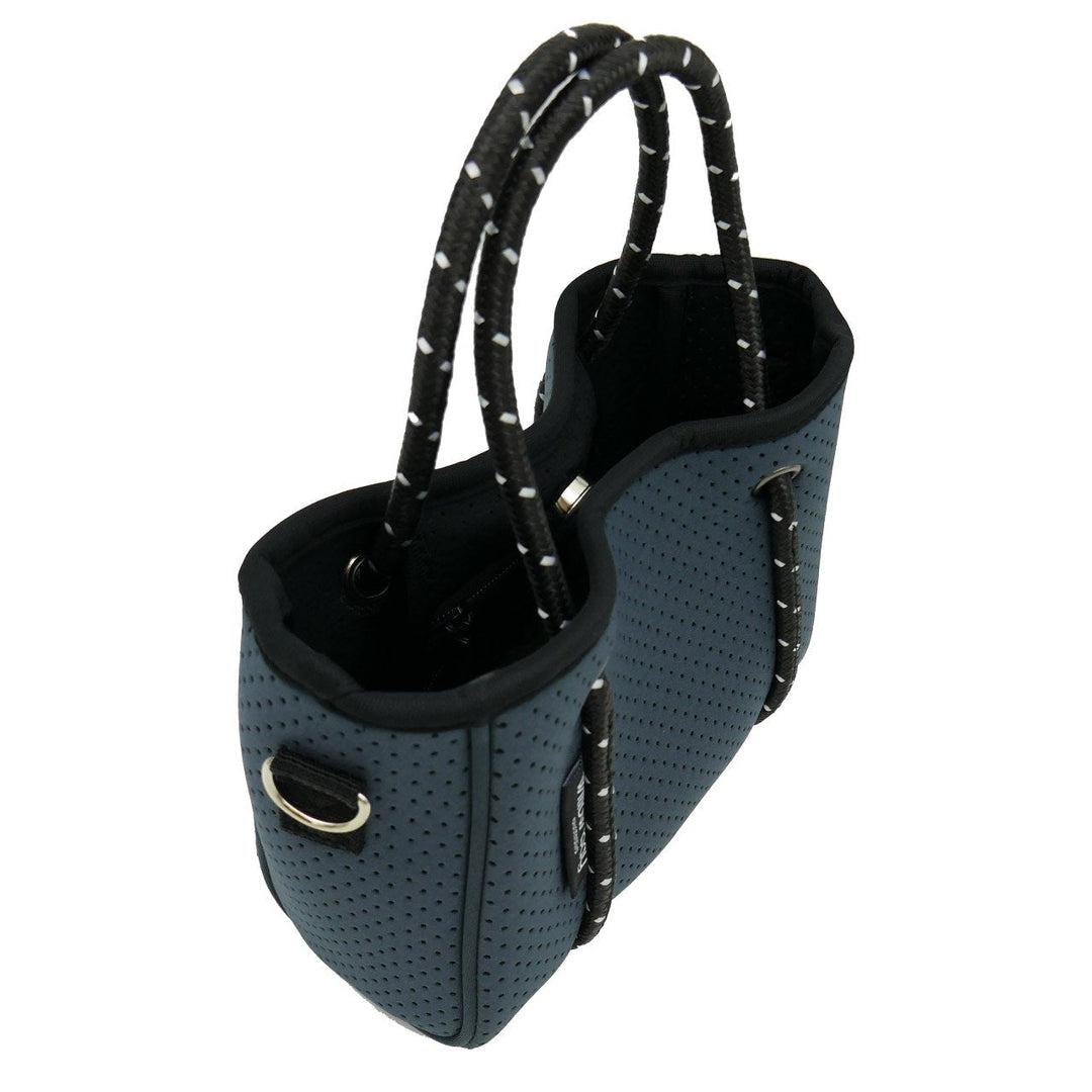 DAYDREAMER TINY Neoprene Tote Bag With Closure - CHARCOAL-neoprene bag-shopping bag-handbag-travel bag-washable-vegan bag-Willow Bay Australia
