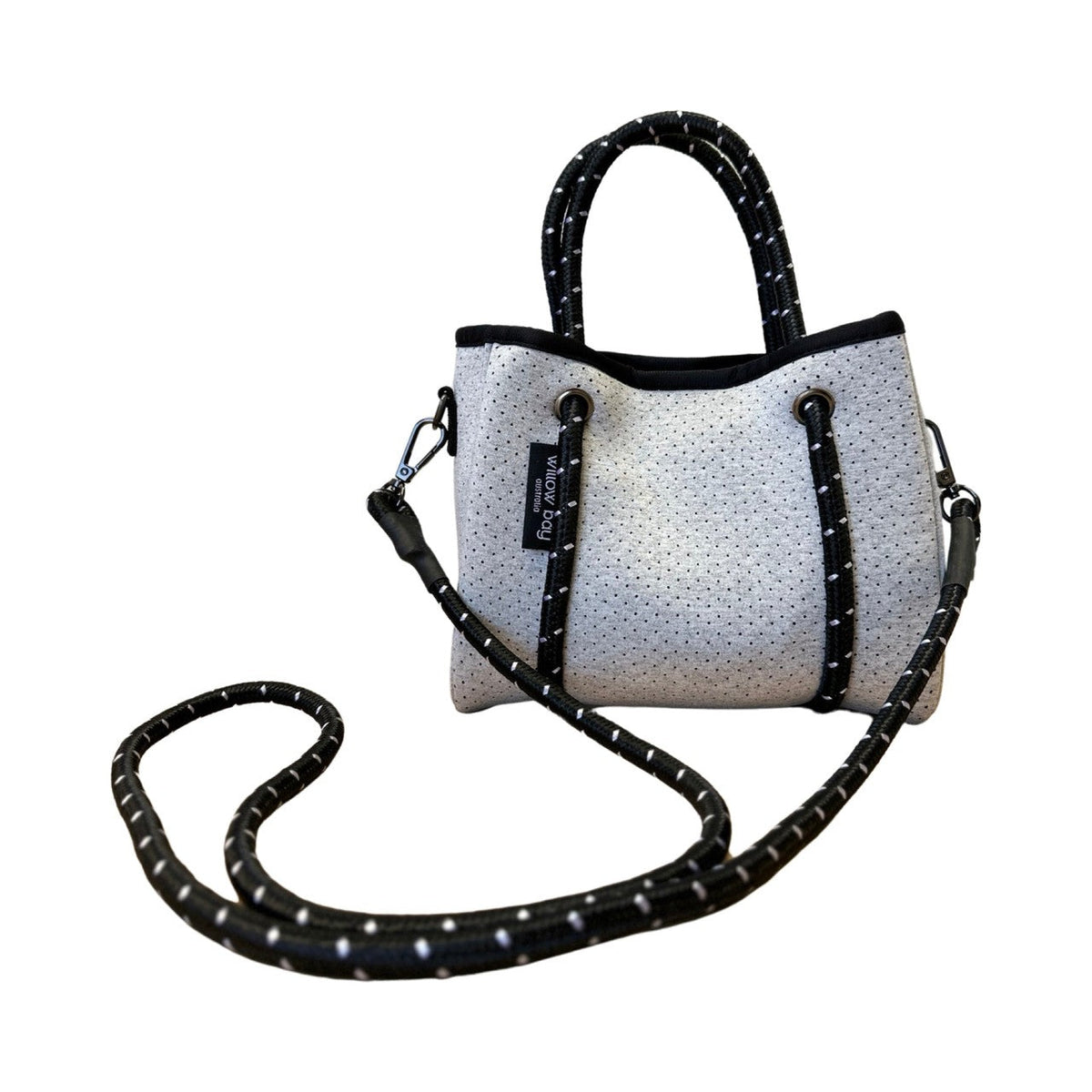DAYDREAMER TINY Neoprene Tote Bag With Closure - LIGHT MARLE-neoprene bag-shopping bag-handbag-travel bag-washable-vegan bag-Willow Bay Australia