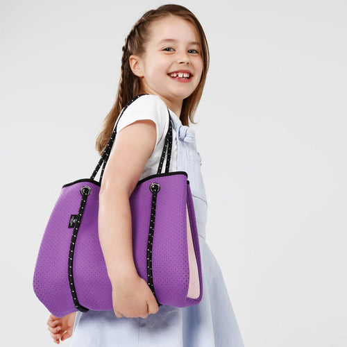 KIDS DAYDREAMER NEOPRENE TOTE BAG - Purple/Soft Pink-neoprene bag-shopping bag-handbag-travel bag-washable-vegan bag-Willow Bay Australia