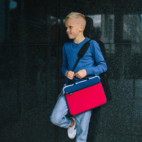 KIDS MINI LAPTOP BAG - Navy/Red-Kids Laptop-Willow Bay Australia