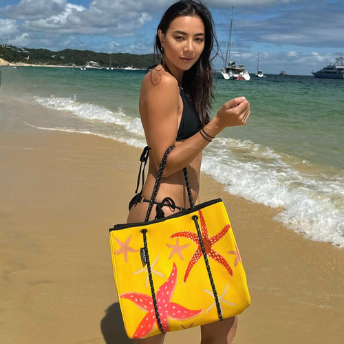 Samira Zaarour x Willow Bay Wearable Art Boutique Tote #SZ6-neoprene bag-shopping bag-handbag-art-artist-wearable art-hand painted tote-vegan bag-Willow Bay Australia