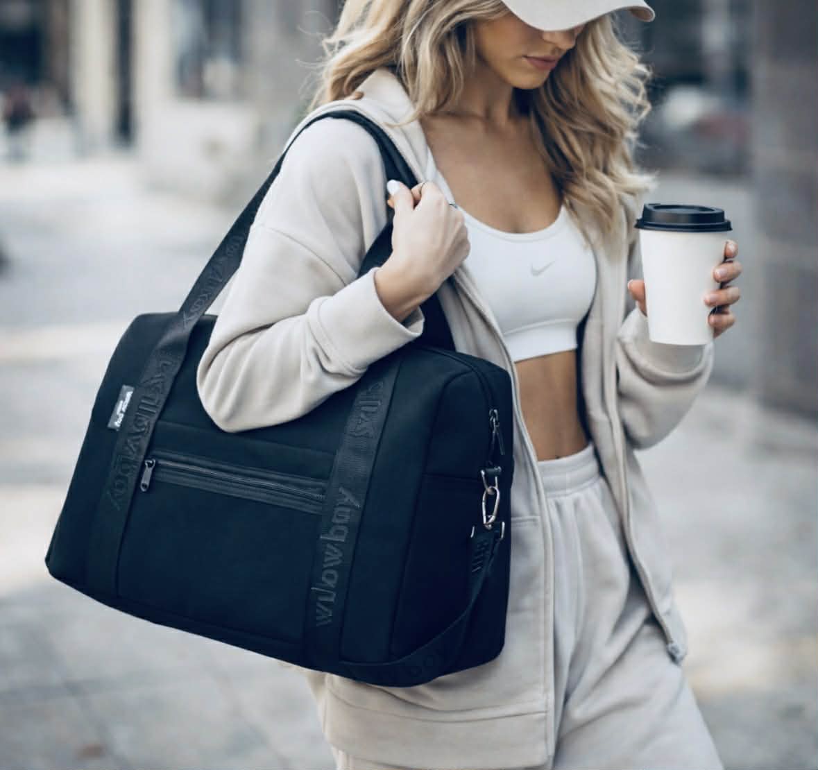 VOGUE TRAVEL DUFFEL Bag (with luggage/trolley sleeve) - Black