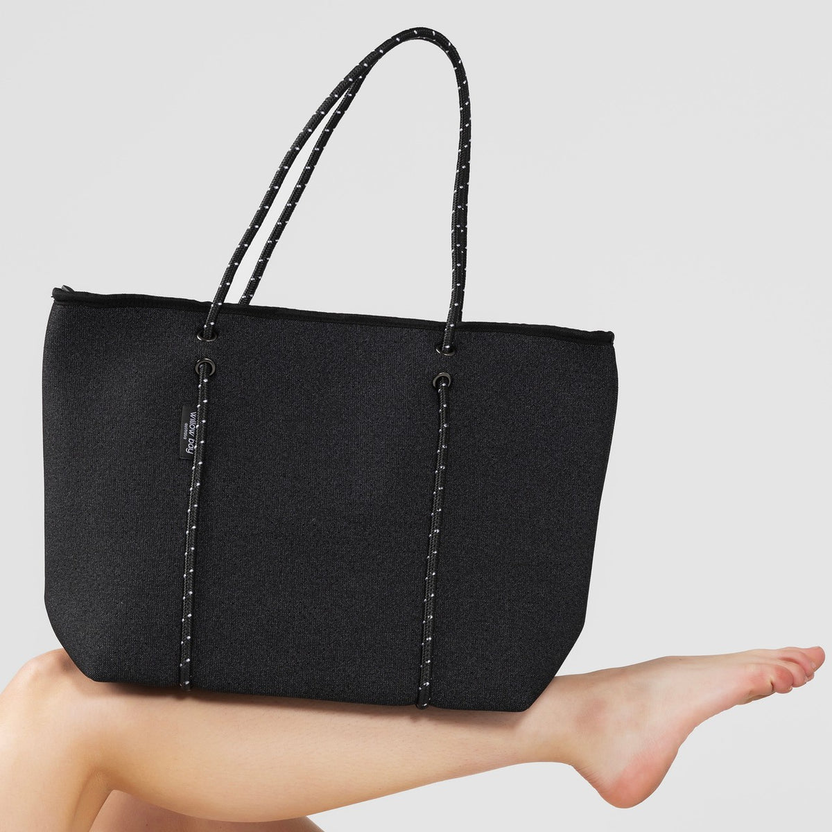 BOUTIQUE Neoprene Tote Bag With Zip - BLACK DENIM-Zip Tote-Willow Bay Australia