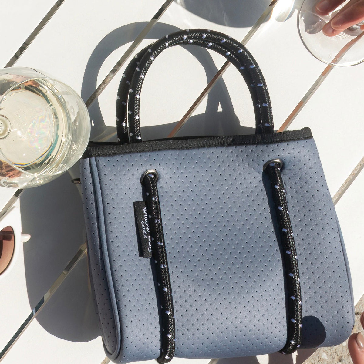 DAYDREAMER TINY Neoprene Tote Bag With Closure - SLATE-Tote Bag-Willow Bay Australia