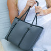 BOUTIQUE MINI Neoprene Tote Bag With Zip - CHARCOAL-Zip Tote-Willow Bay Australia